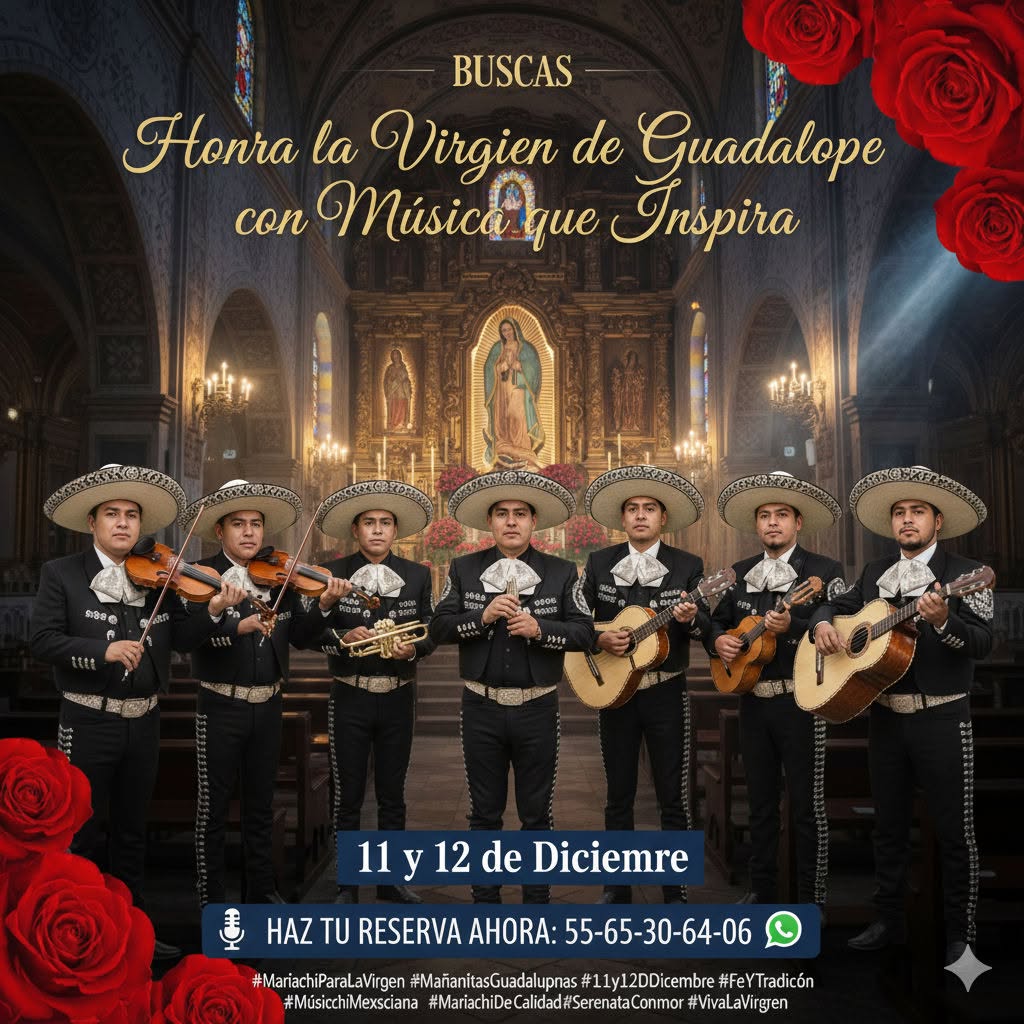 Cartel promocional para cantar las mañanitas a la Virgen de Guadalupe