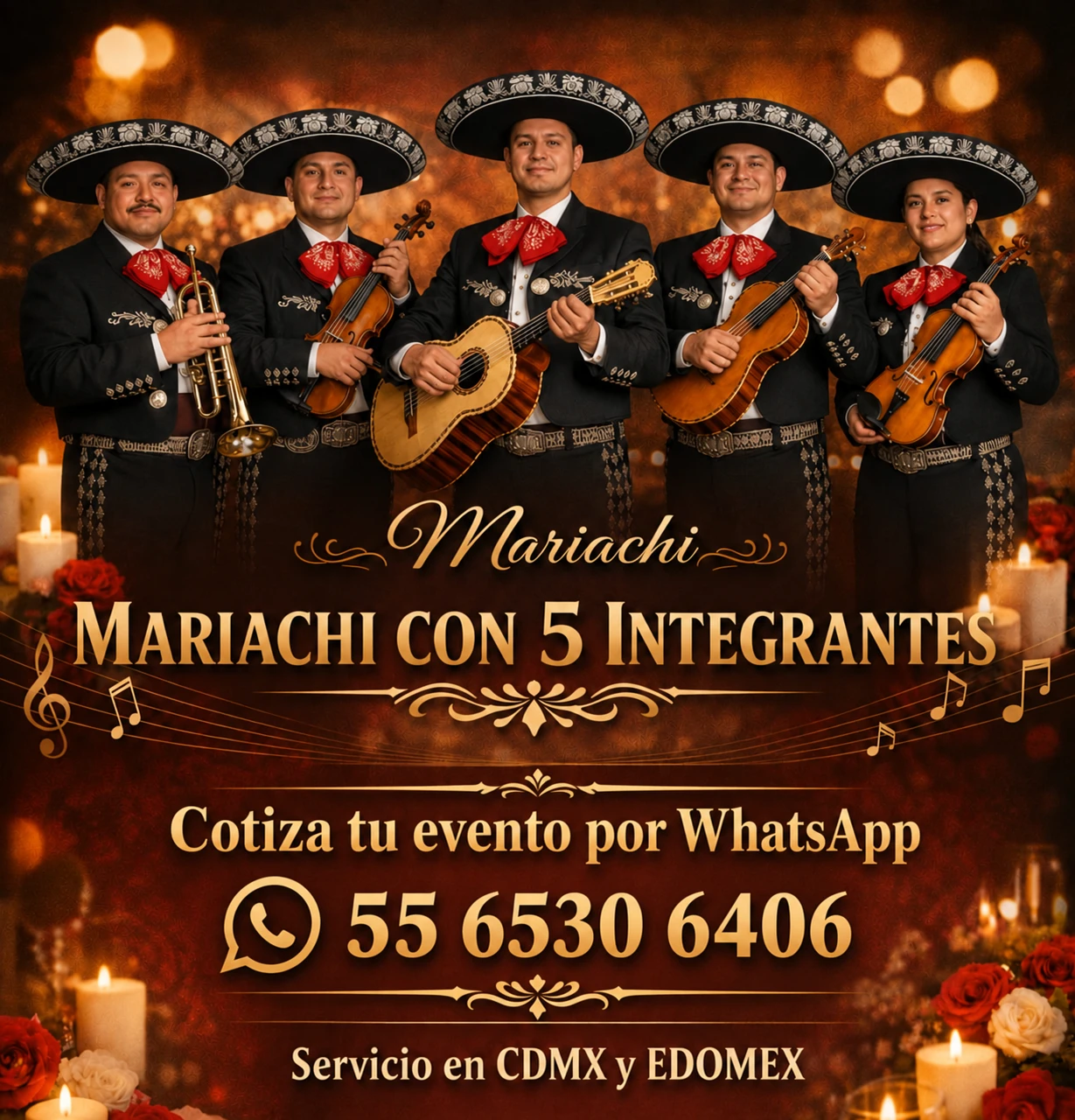 Paquete de mariachi de 5 integrantes